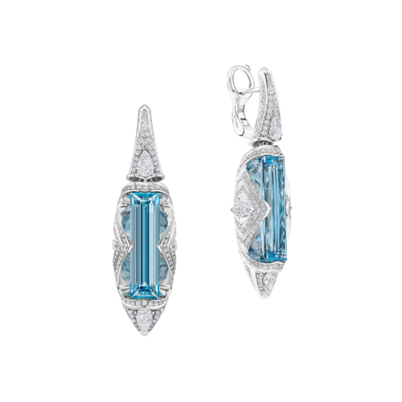 Серьги с аквамаринами и бриллиантами, белое золото 1