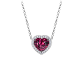 Колье с турмалином рубеллитом и бриллиантами, белое золото