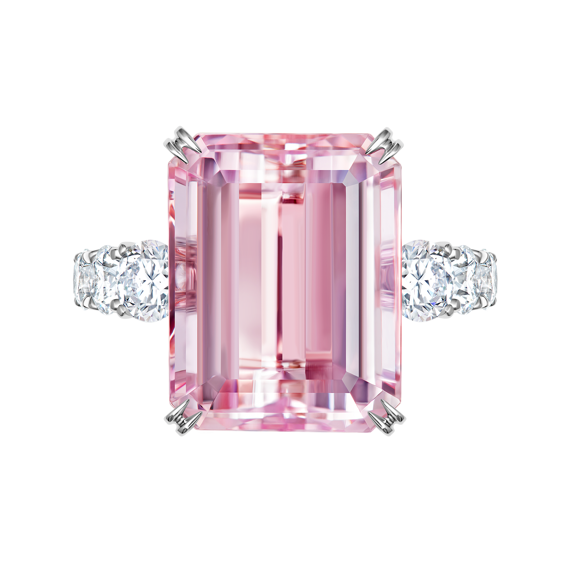 Кольцо с морганитом и бриллиантами, белое золото