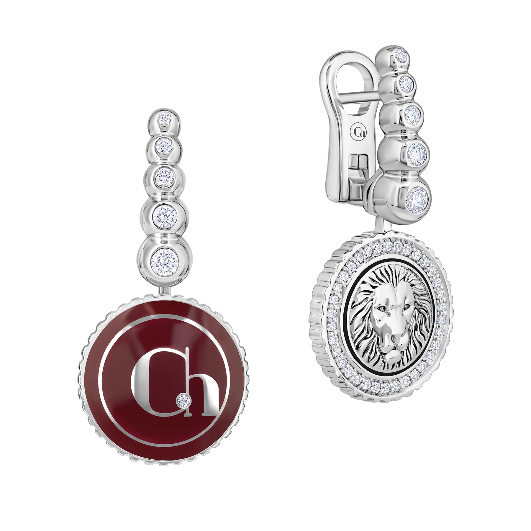 Серьги с бриллиантами, белое золото, нанокерамика