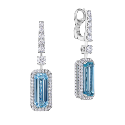 Серьги с аквамаринами и бриллиантами, белое золото 1