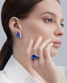 Серьги с сапфирами и бриллиантами, белое золото