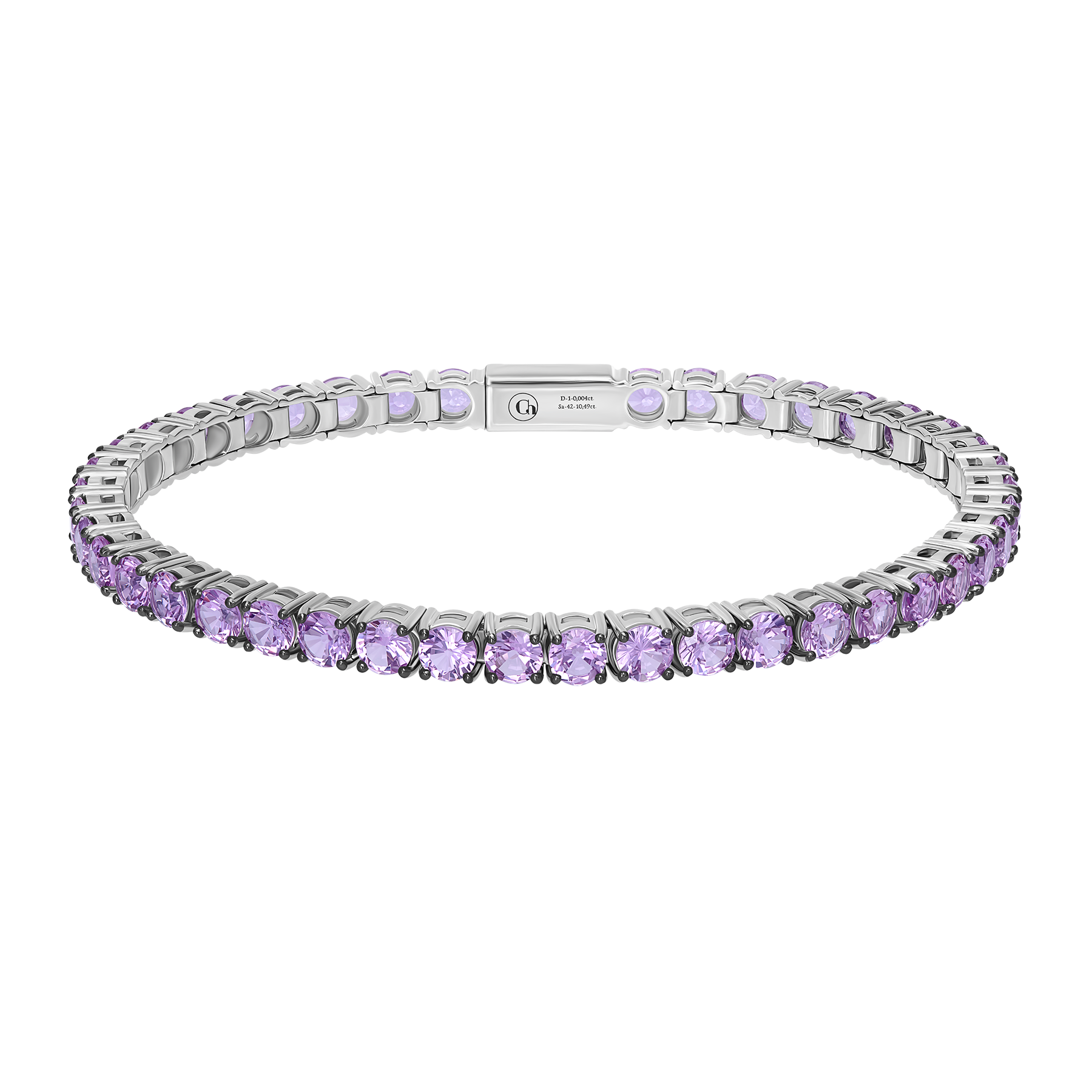 Браслет с розовыми сапфирами, белое золото