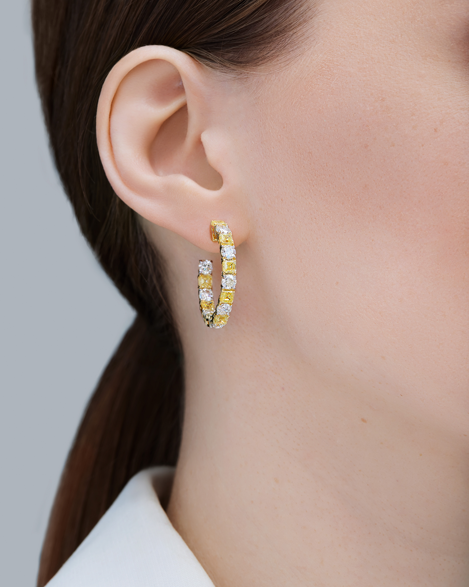 Серьги с бриллиантами, желтое золото