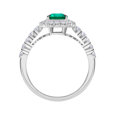 Кольцо с изумрудом и бриллиантами, белое золото 3