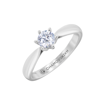 Кольцо с бриллиантом, белое золото 1