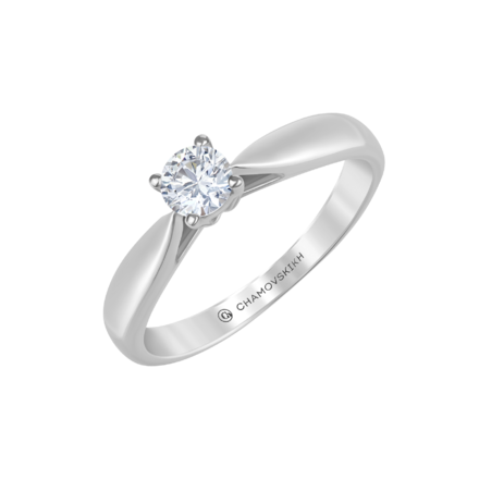 Помолвочное кольцо с бриллиантом, белое золото 1