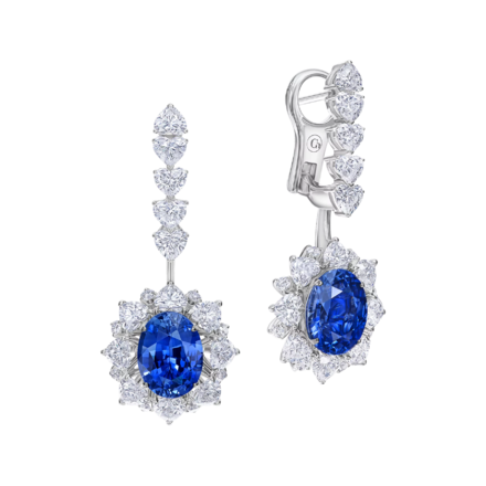 Серьги с сапфирами и бриллиантами, белое золото 1
