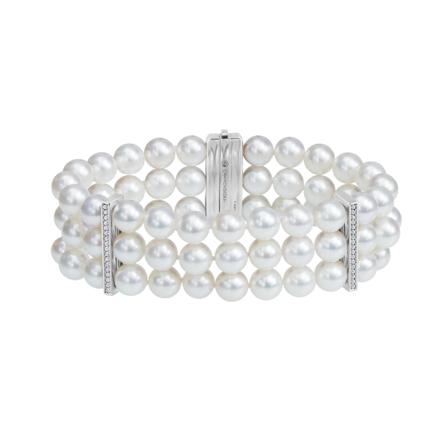 Браслет с жемчугом и бриллиантами, белое золото 1
