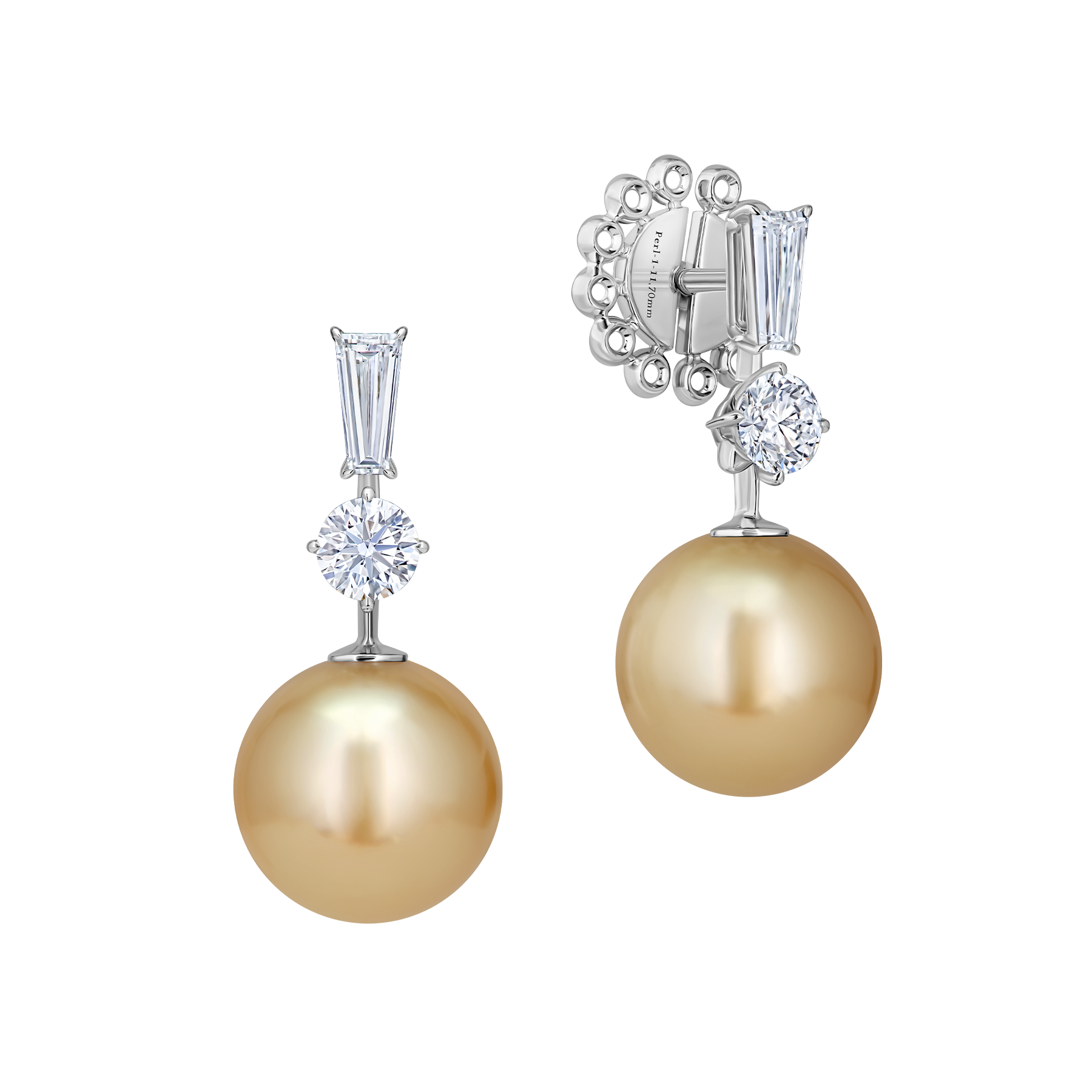 Пусеты с жемчугом и бриллиантами, белое золото