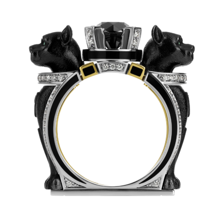 Кольцо с бриллиантами и изумрудами, жёлтое и белое золото, н.керамика 1