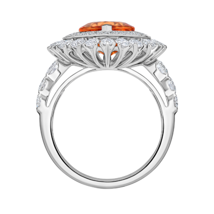 Кольцо со спессартином и бриллиантами, белое золото 3