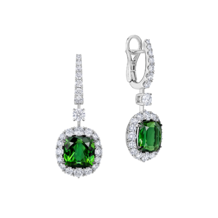 Серьги с турмалинами верделитами и бриллиантами, белое золото 1
