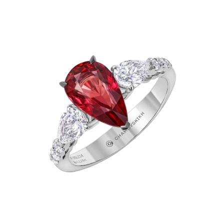 Кольцо с рубином и бриллиантами, белое золото 1