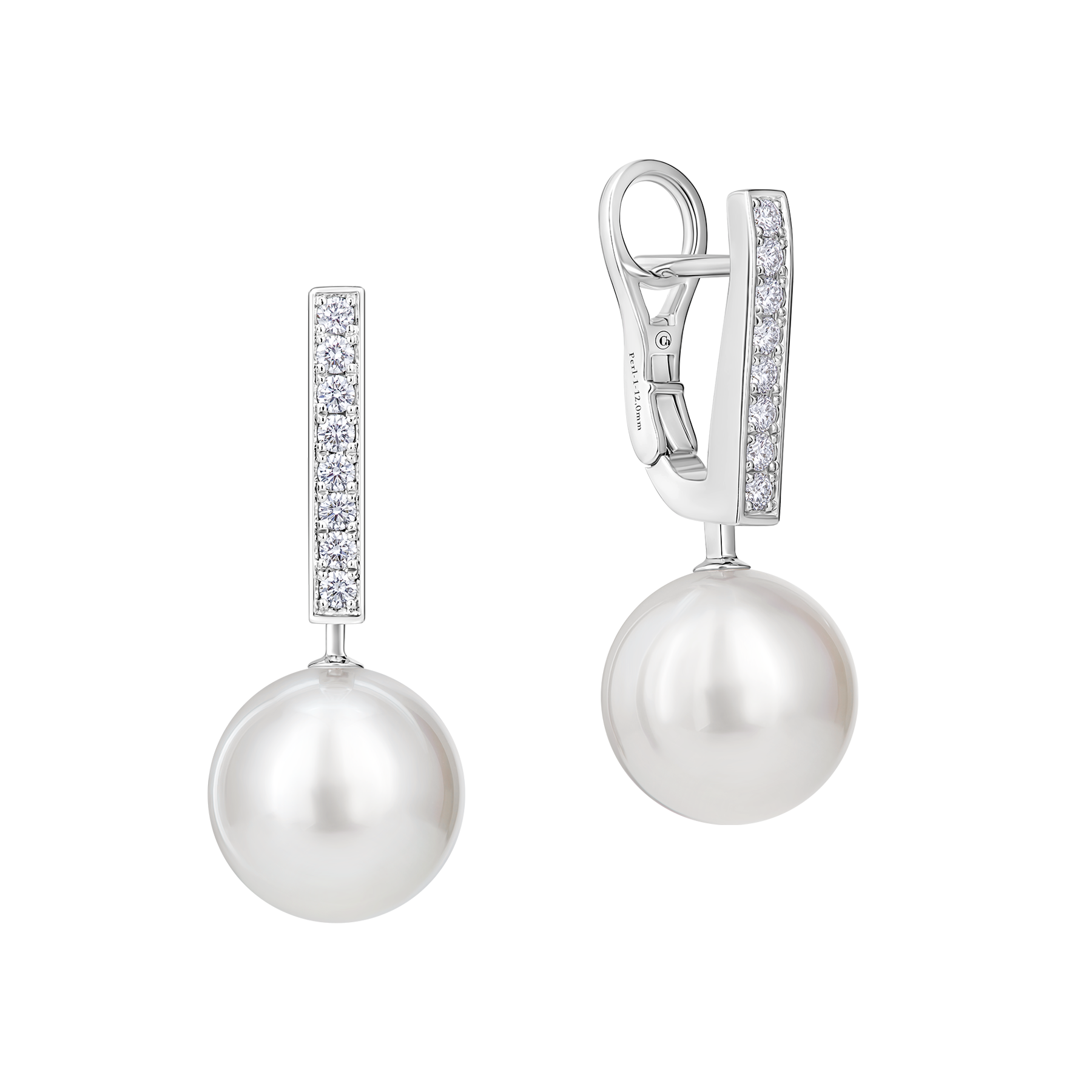 Серьги с жемчугом и бриллиантами, белое золото