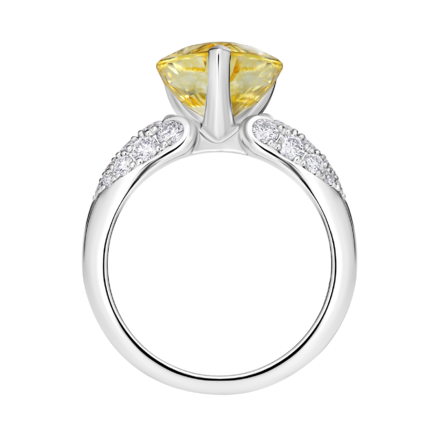Кольцо с желтым сапфиром и бриллиантами, белое золото 3
