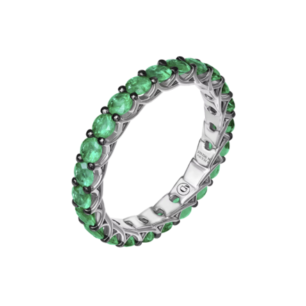 Кольцо с изумрудами, белое золото 1