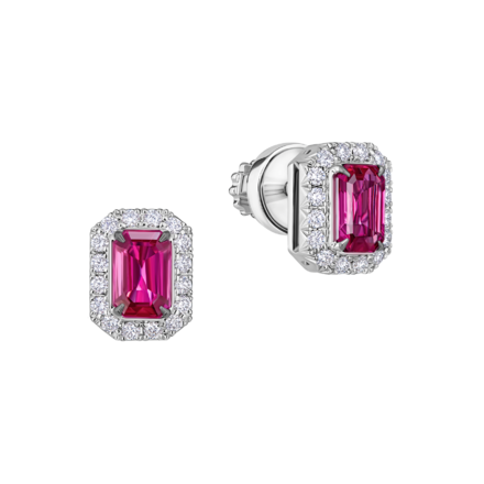 Пусеты с рубинами и бриллиантами, белое золото 1