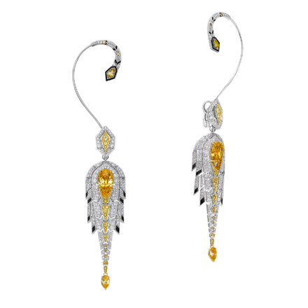 Серьги с желтыми сапфирами и бриллиантами, белое золото, н. керамика 2