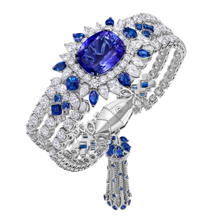 Браслет с танзанитами, бриллиантами и сапфирами, белое золото 1