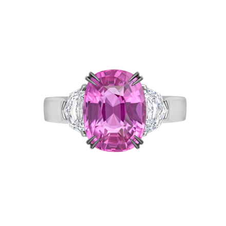 Кольцо с розовым сапфиром и бриллиантами, белое золото 2