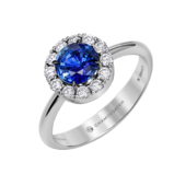 Кольцо с сапфиром и бриллиантами, белое золото