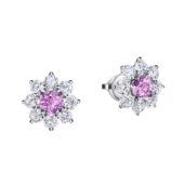 Пусеты с розовыми сапфирами и бриллиантами, белое золото