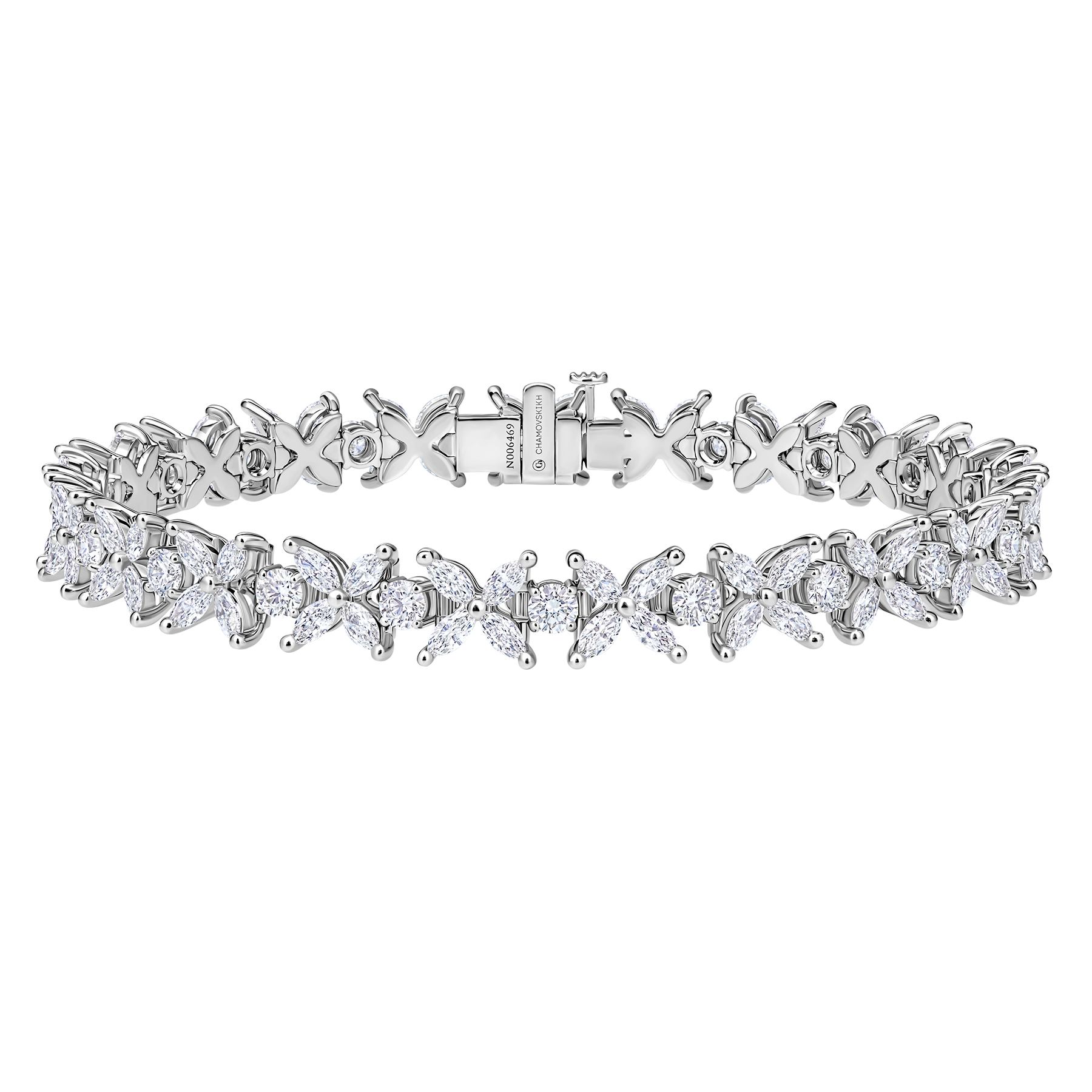 Браслет с бриллиантами, белое золото