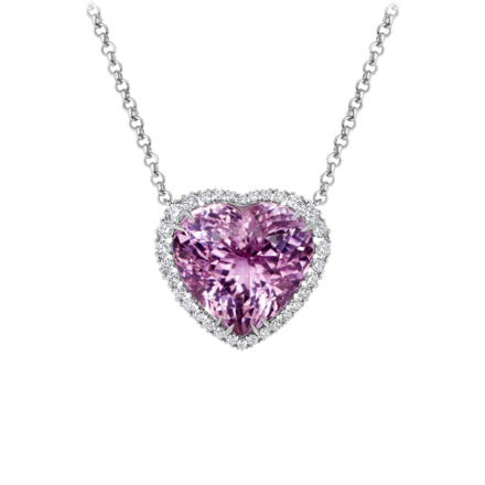 Колье с кунцитом и бриллиантами, белое золото 1