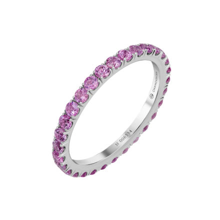 Обручальное кольцо с розовыми сапфирами, белое золото 1