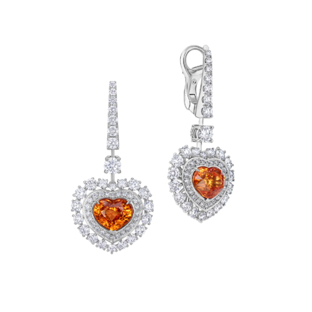 Серьги со спессартинами и бриллиантами, белое золото 1