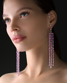 Серьги с розовыми сапфирами и бриллиантами, белое золото