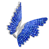 Кольцо с сапфирами и бриллиантами, белое золото