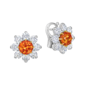 Серьги со спессартинами и бриллиантами, белое золото