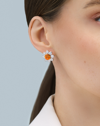 Серьги со спессартинами и бриллиантами, белое золото 2