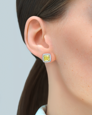 Пусеты с бриллиантами, белое золото 2