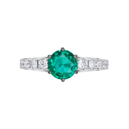 Кольцо с изумрудом и бриллиантами, белое золото 2