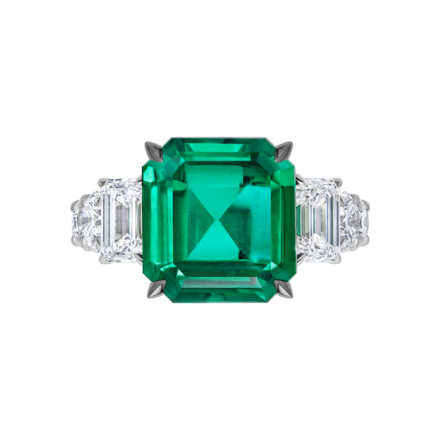 Кольцо с изумрудом и бриллиантами, белое золото 2