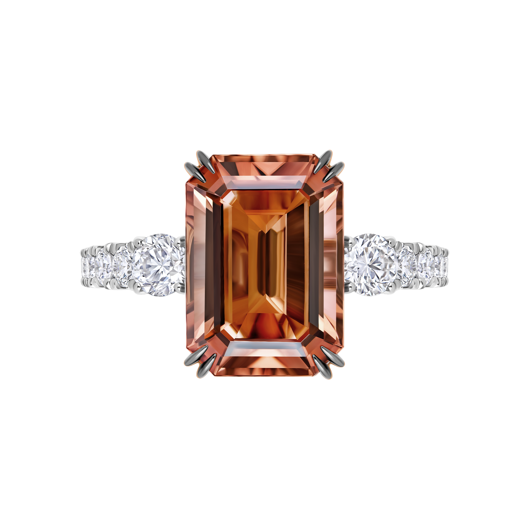 Кольцо с турмалином и бриллиантами, белое золото