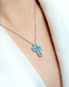 Колье с турмалином параиба и бриллиантами, белое золото