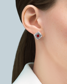 Серьги с рубинами и бриллиантами, белое золото