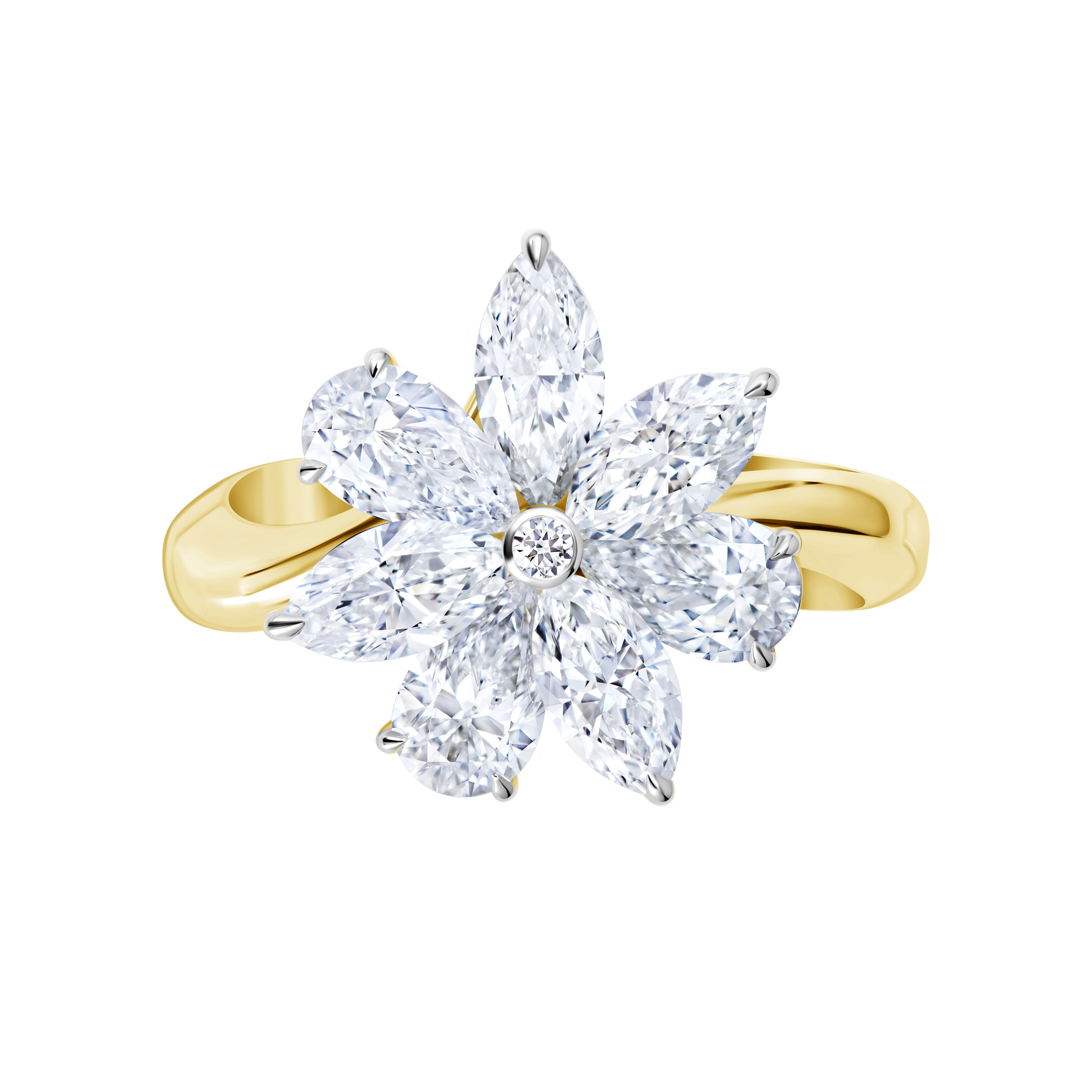 Кольцо с бриллиантами, желтое золото