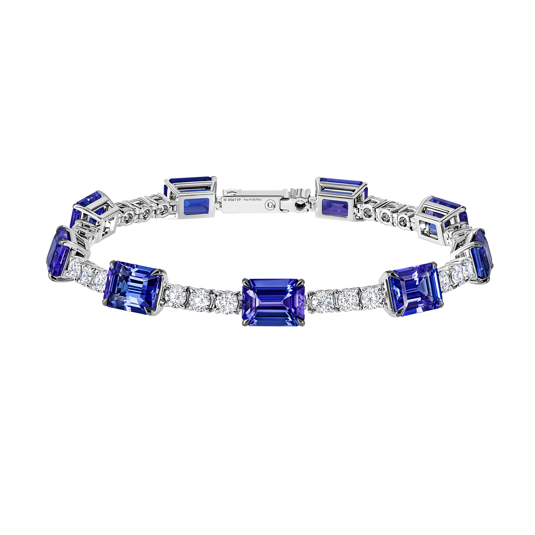 Браслет с танзанитами и бриллиантами, белое золото
