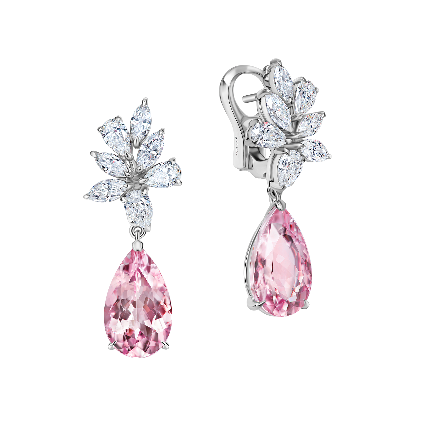 Серьги с морганитами и бриллиантами, белое золото