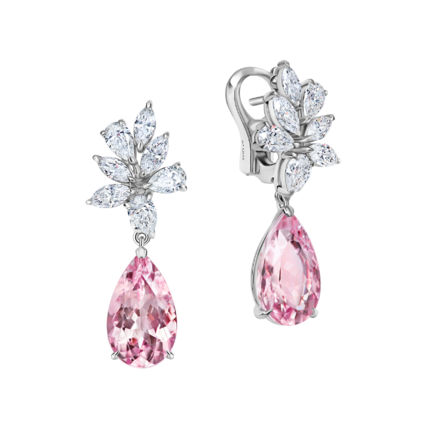 Серьги с морганитами и бриллиантами, белое золото 1