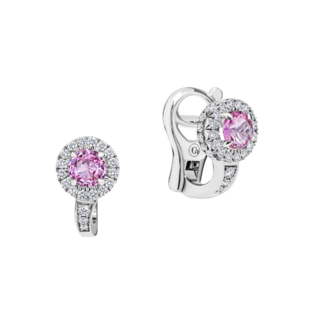 Серьги с розовыми сапфирами и бриллиантами, белое золото 1