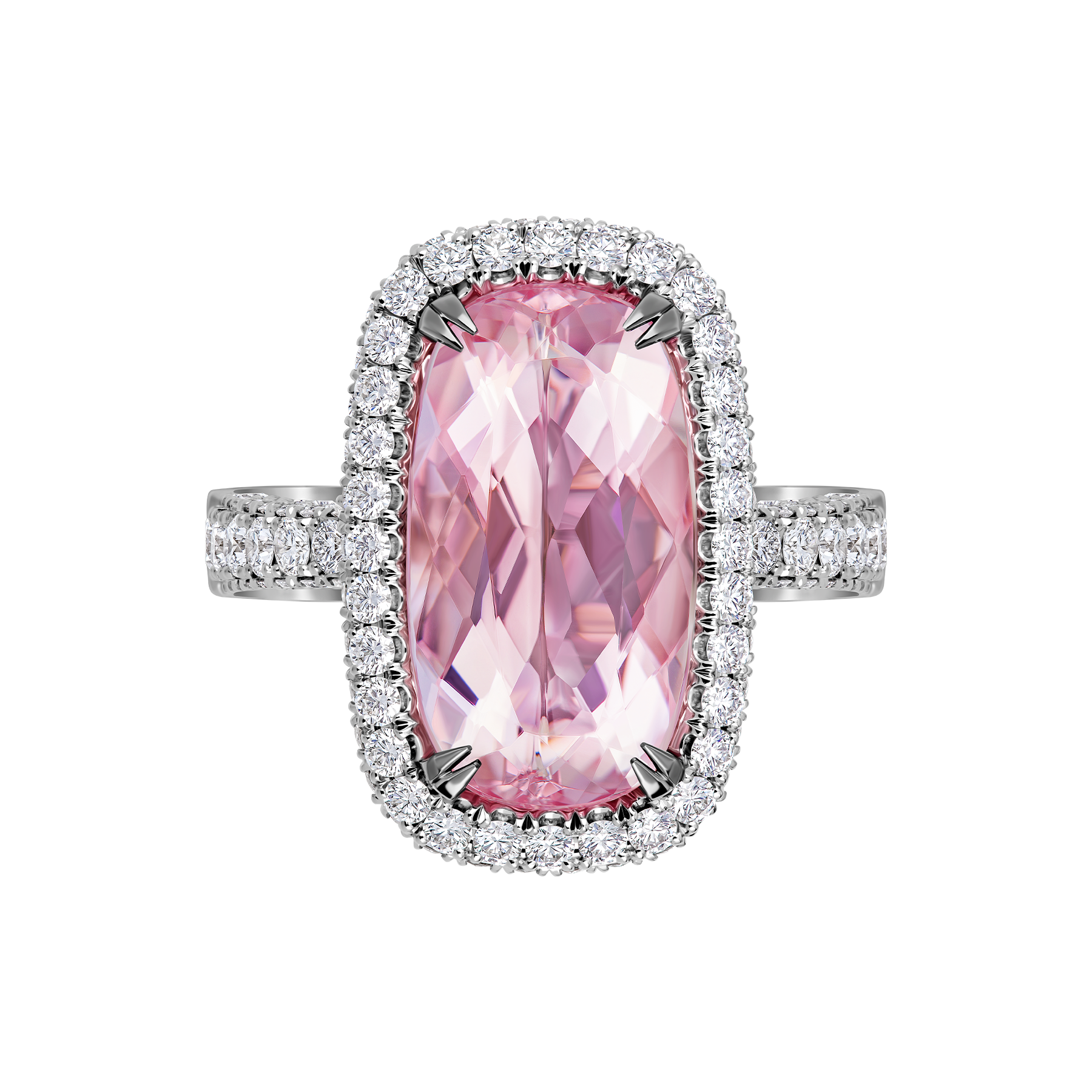 Кольцо с морганитом и бриллиантами, белое золото