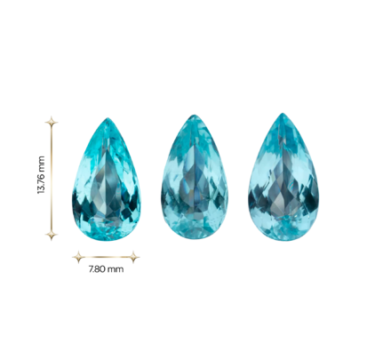 Сет из 3-х Турмалинов Параиба, Груша, 3.02/ 3.18/ 2.66ct 3
