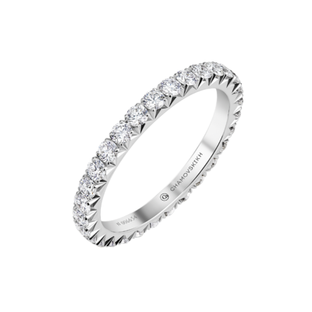 Обручальное кольцо с бриллиантами, белое золото 1