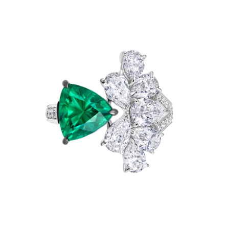 Кольцо с изумрудом и бриллиантами, белое золото 2
